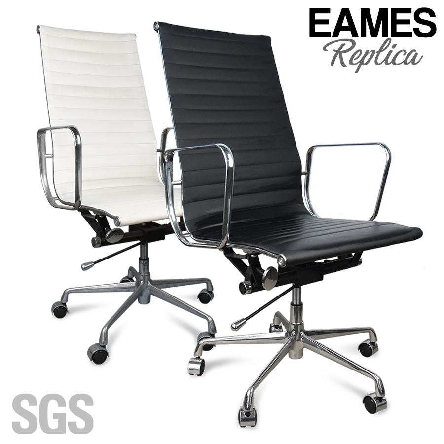 Eames Replica High Back Pu Leather Office Chair Black Or White