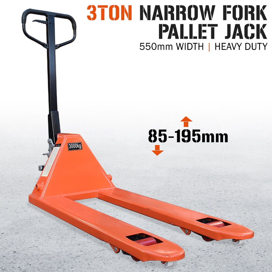 Pallet Jack Truck - Narrow Forks 550mm - 3000kg Capacity